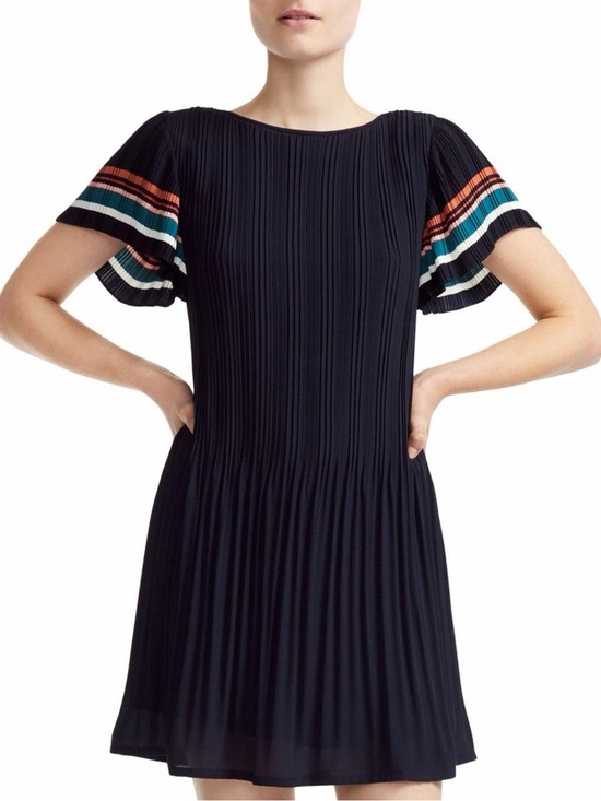 Maje Dresses & Skirts - Maje Navy Rolini Pleated Mini Dress